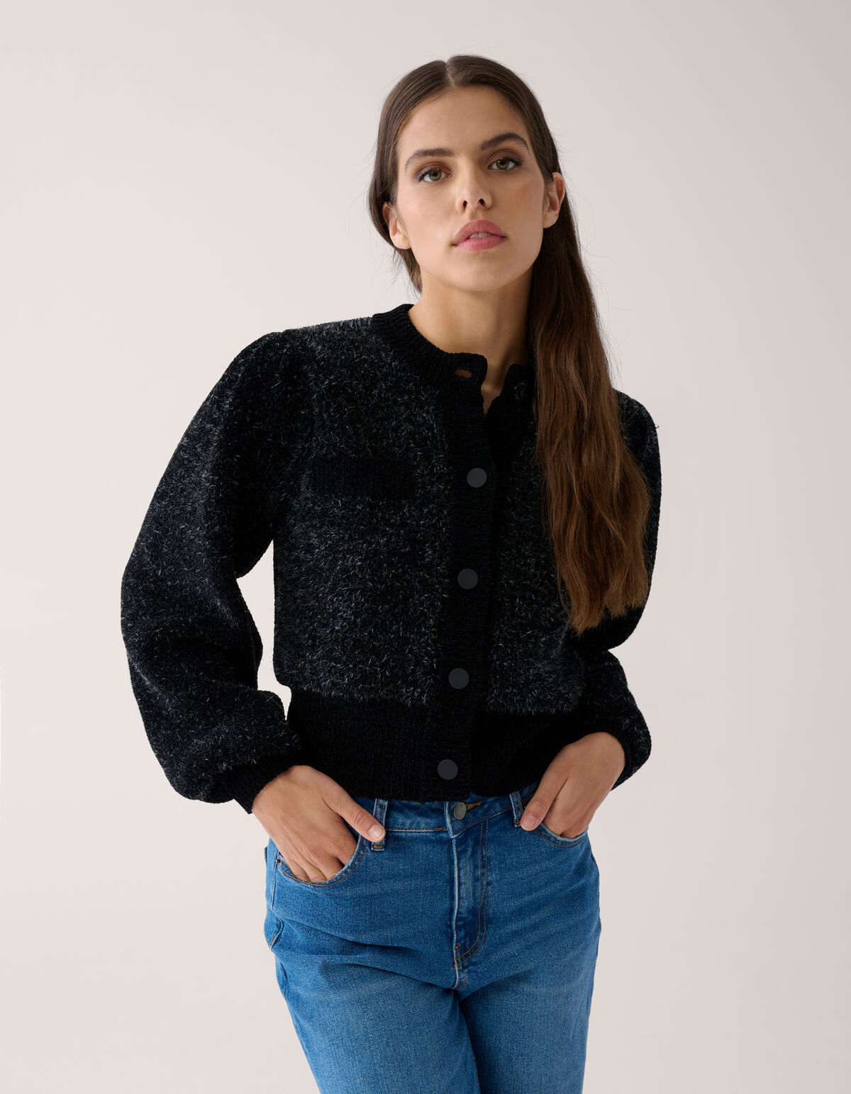 Pelzige Strickjacke Schwarz von Mieke SHOEBY WOMEN