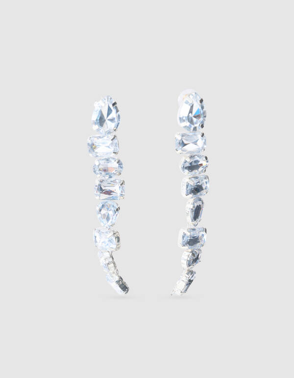 Statement Strass Ohrringe Silber SHOEBY ACCESSOIRES