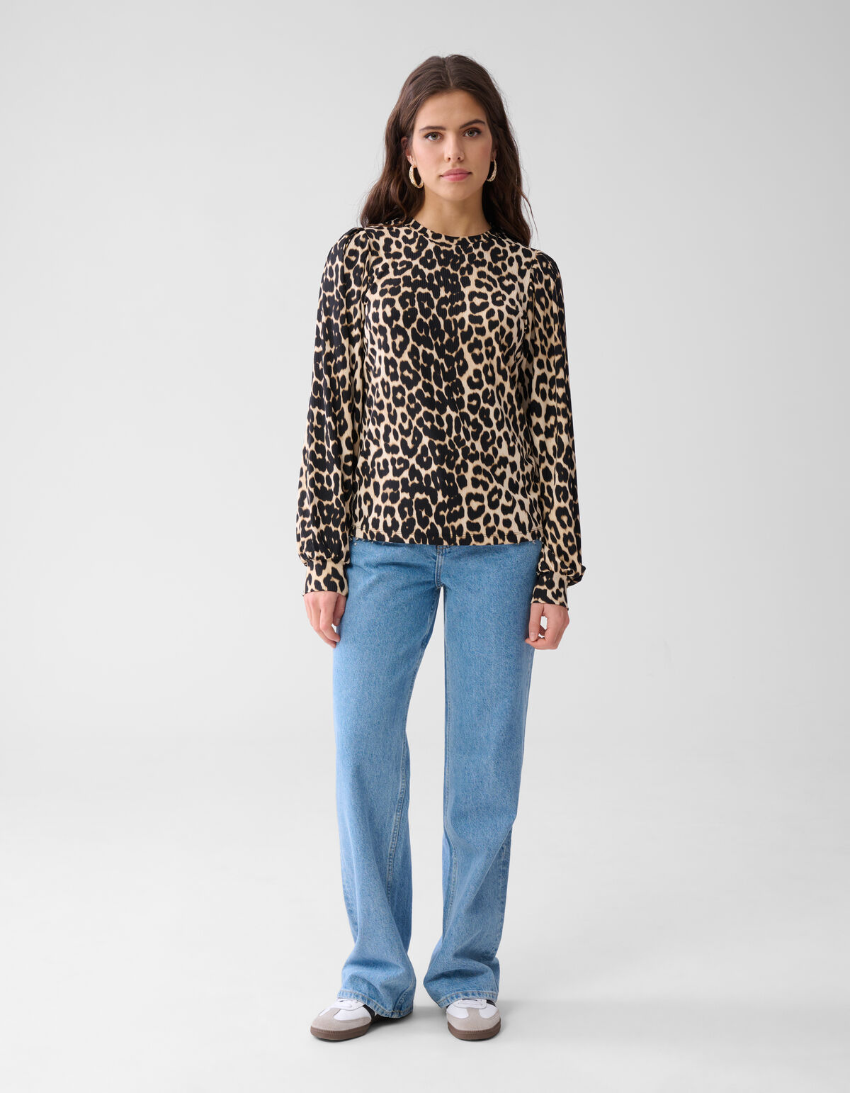 Leopardentop aus Rippenjersey Braun SHOEBY WOMEN