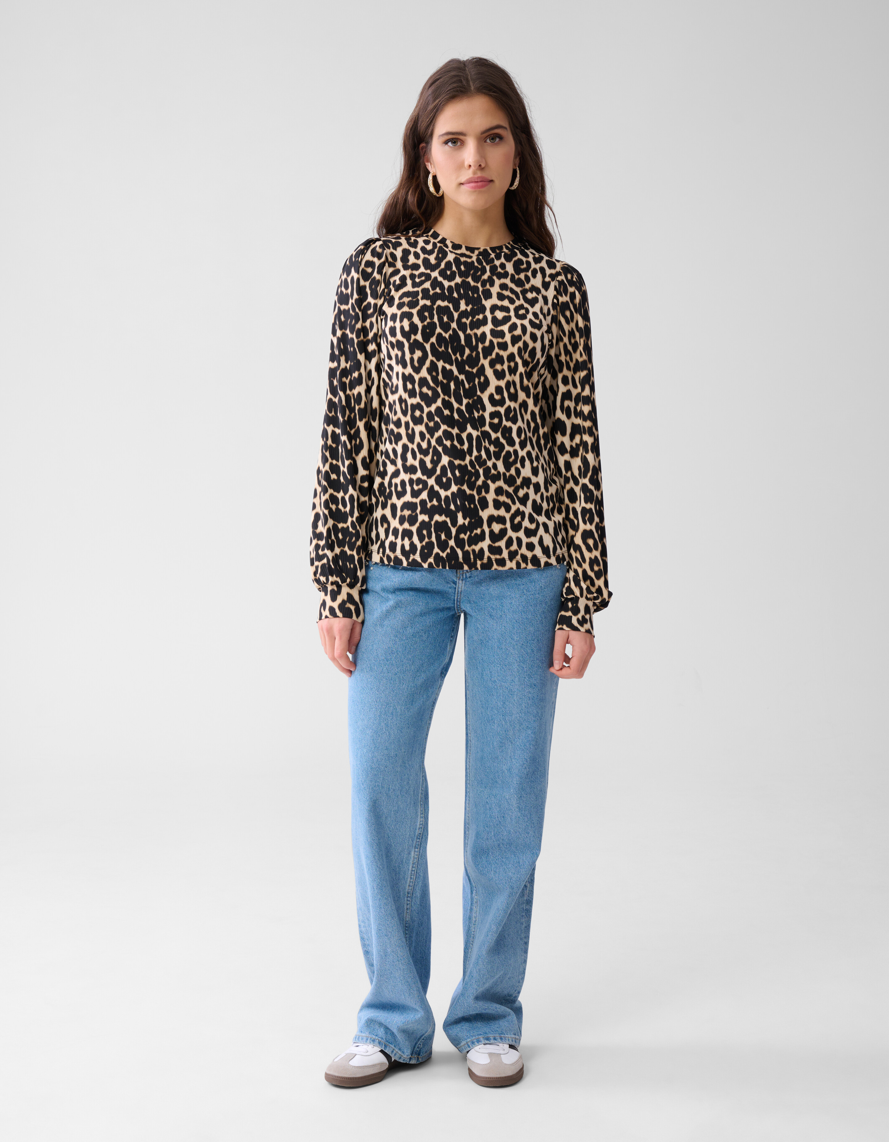 Leopardentop aus Rippenjersey Braun SHOEBY WOMEN
