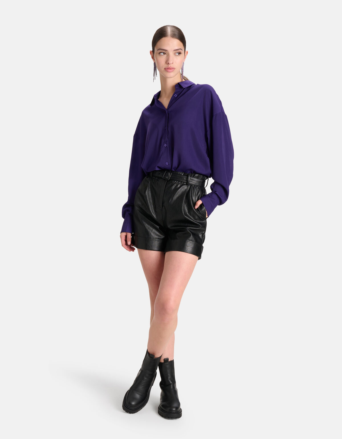 Satinbluse Dunkelviolett SHOEBY WOMEN