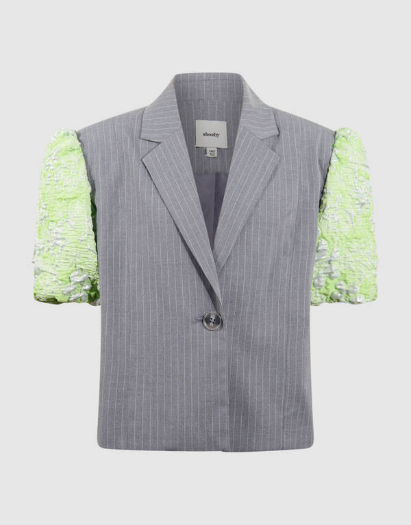 Jacquard Kurzarmblazer Grau SHOEBY GIRLS