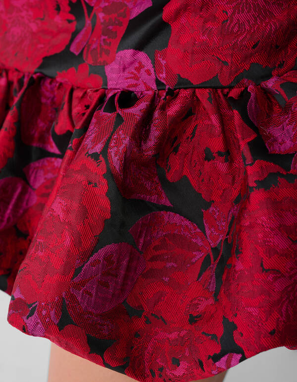 Rose Jacquard Mini Rok Donkerrood SHOEBY WOMEN