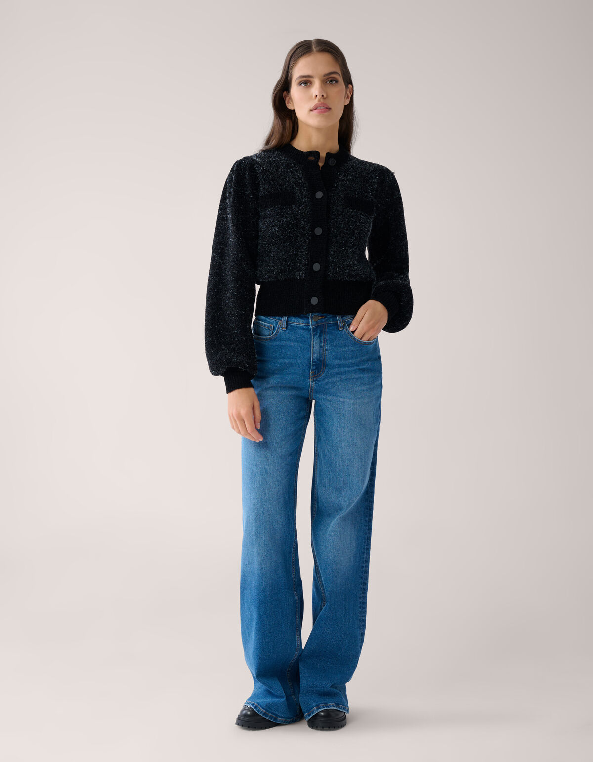 Pelzige Strickjacke Schwarz von Mieke SHOEBY WOMEN