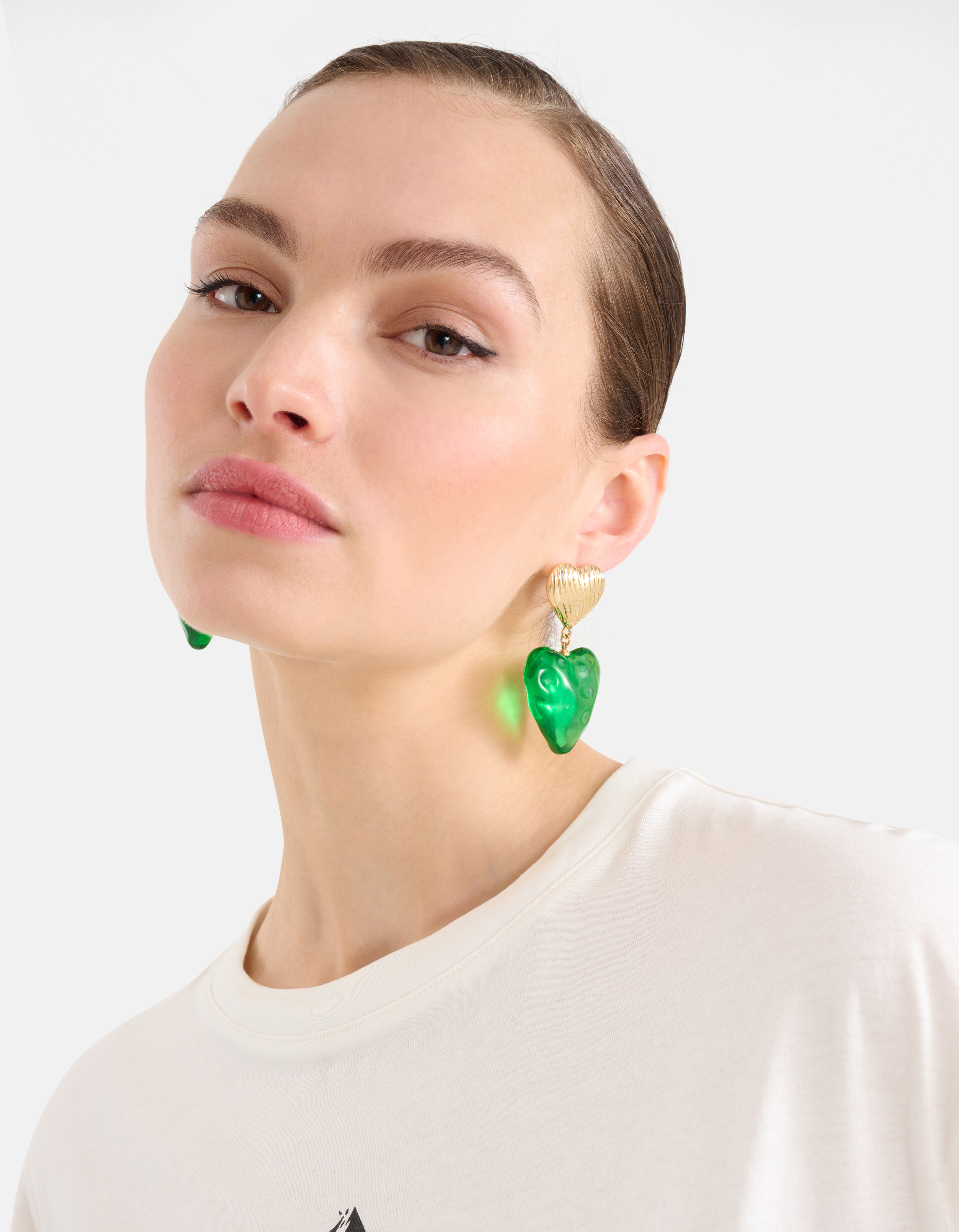 Doppelherz-Ohrringe Grün SHOEBY ACCESSOIRES