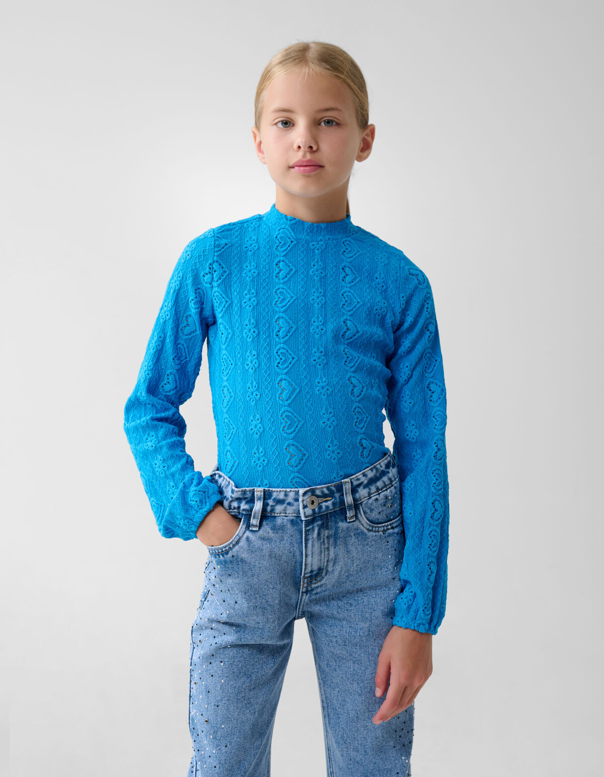 Besticktes Top Blau SHOEBY GIRLS