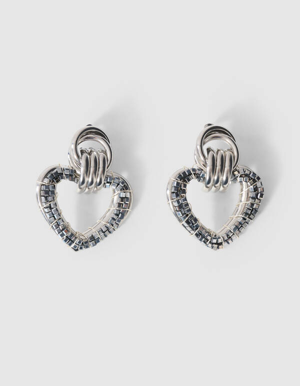 Perlenherz-Ohrringe Silber SHOEBY ACCESSOIRES