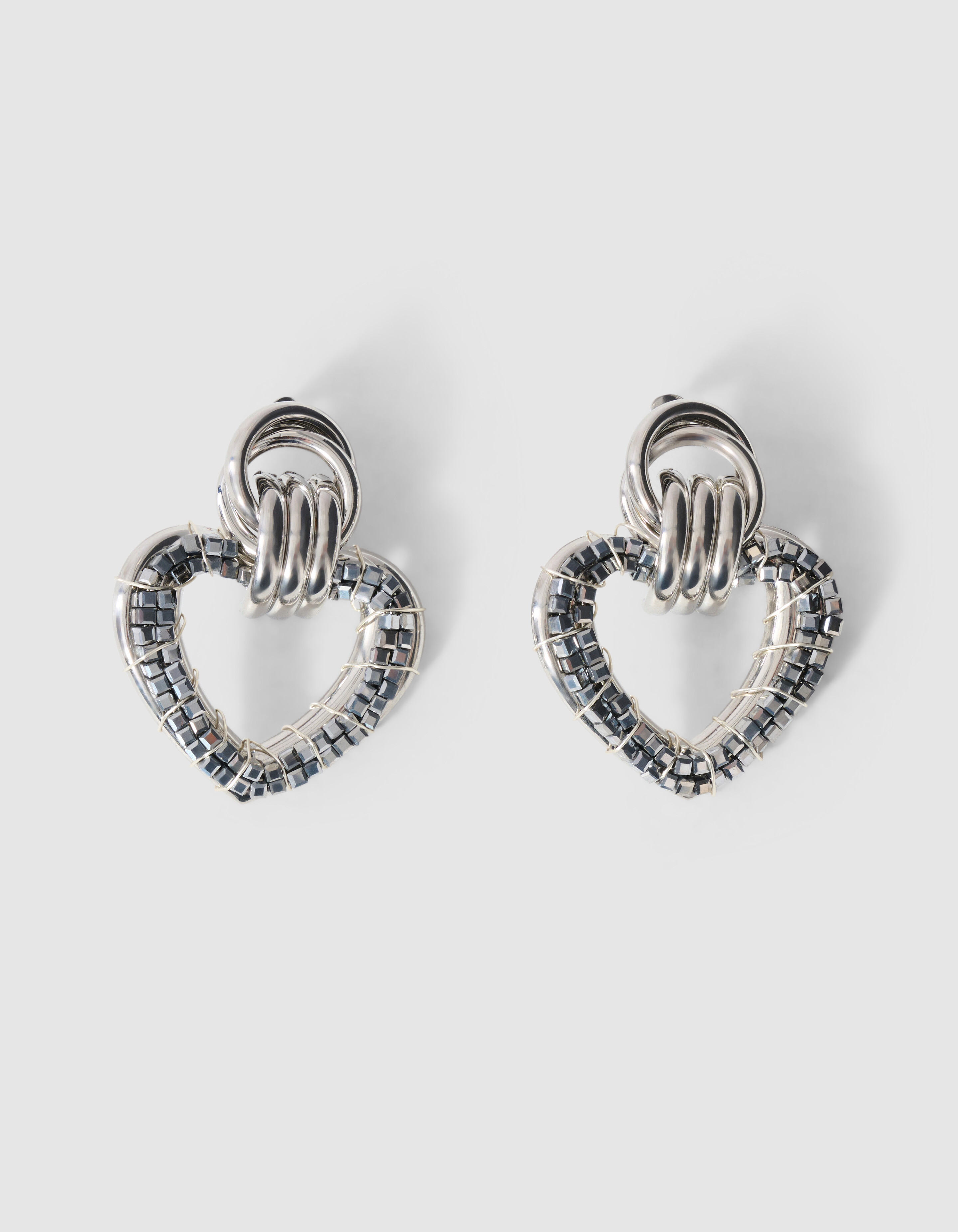 Perlenherz-Ohrringe Silber SHOEBY ACCESSOIRES