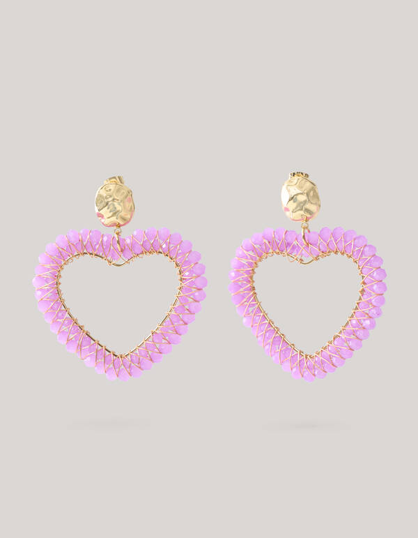 Perlenohrringe Herz Rosa SHOEBY ACCESSOIRES