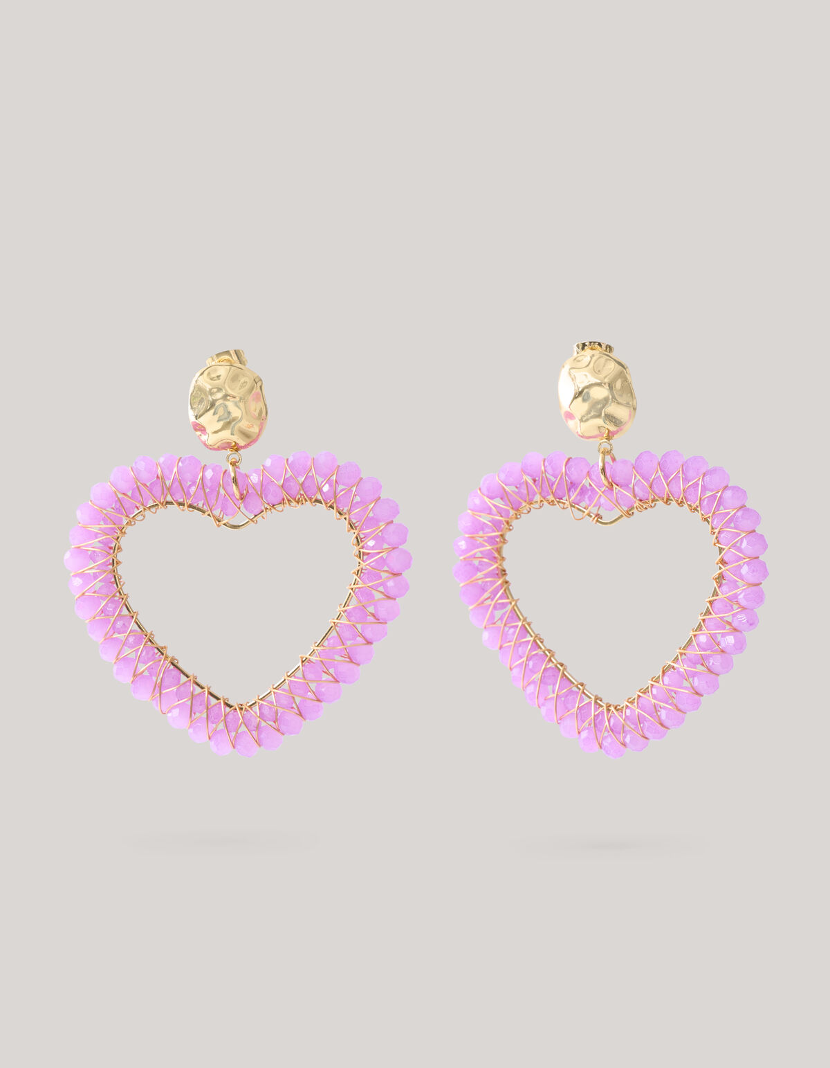 Perlenohrringe Herz Rosa SHOEBY ACCESSOIRES
