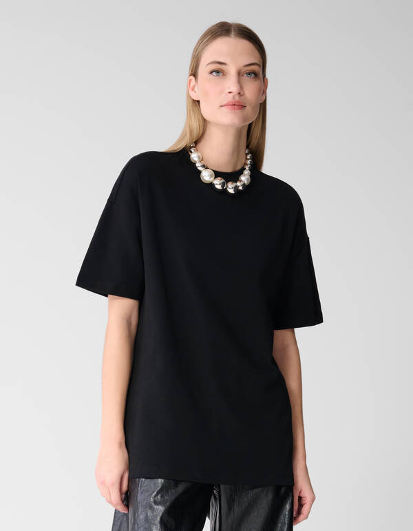 Basic-T-Shirt in &Uuml;bergr&ouml;&szlig;e Schwarz SHOEBY WOMEN