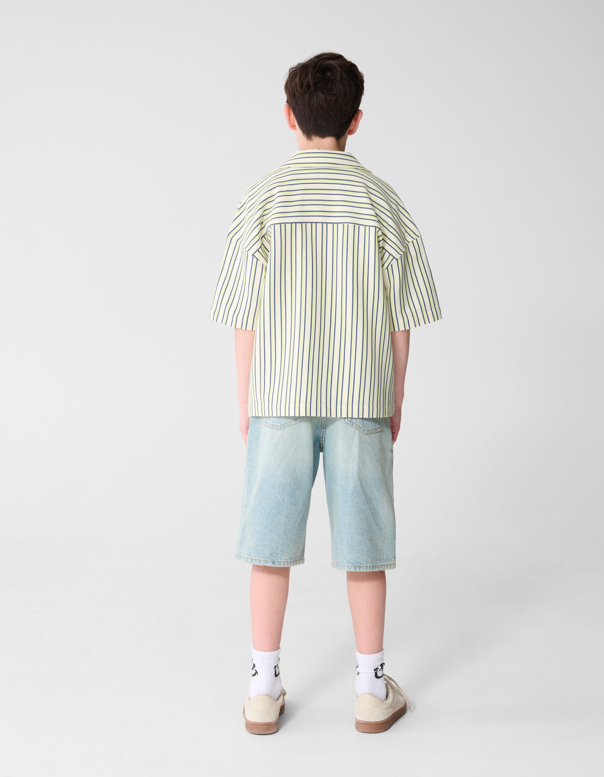 Nadelstreifenstruktur Hemd Gebrochen Wei&szlig; SHOEBY BOYS