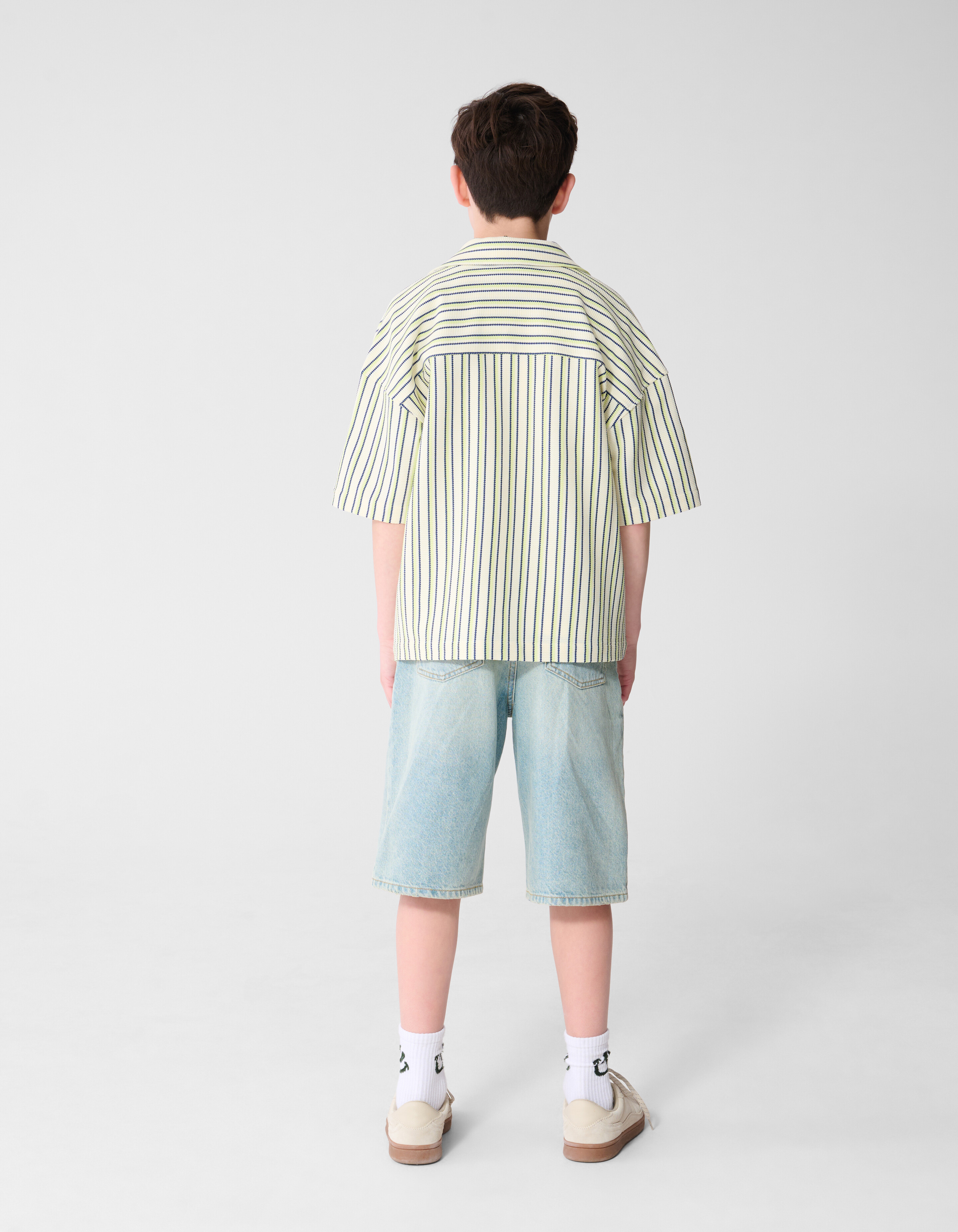 Nadelstreifenstruktur Hemd Gebrochen Wei&szlig; SHOEBY BOYS