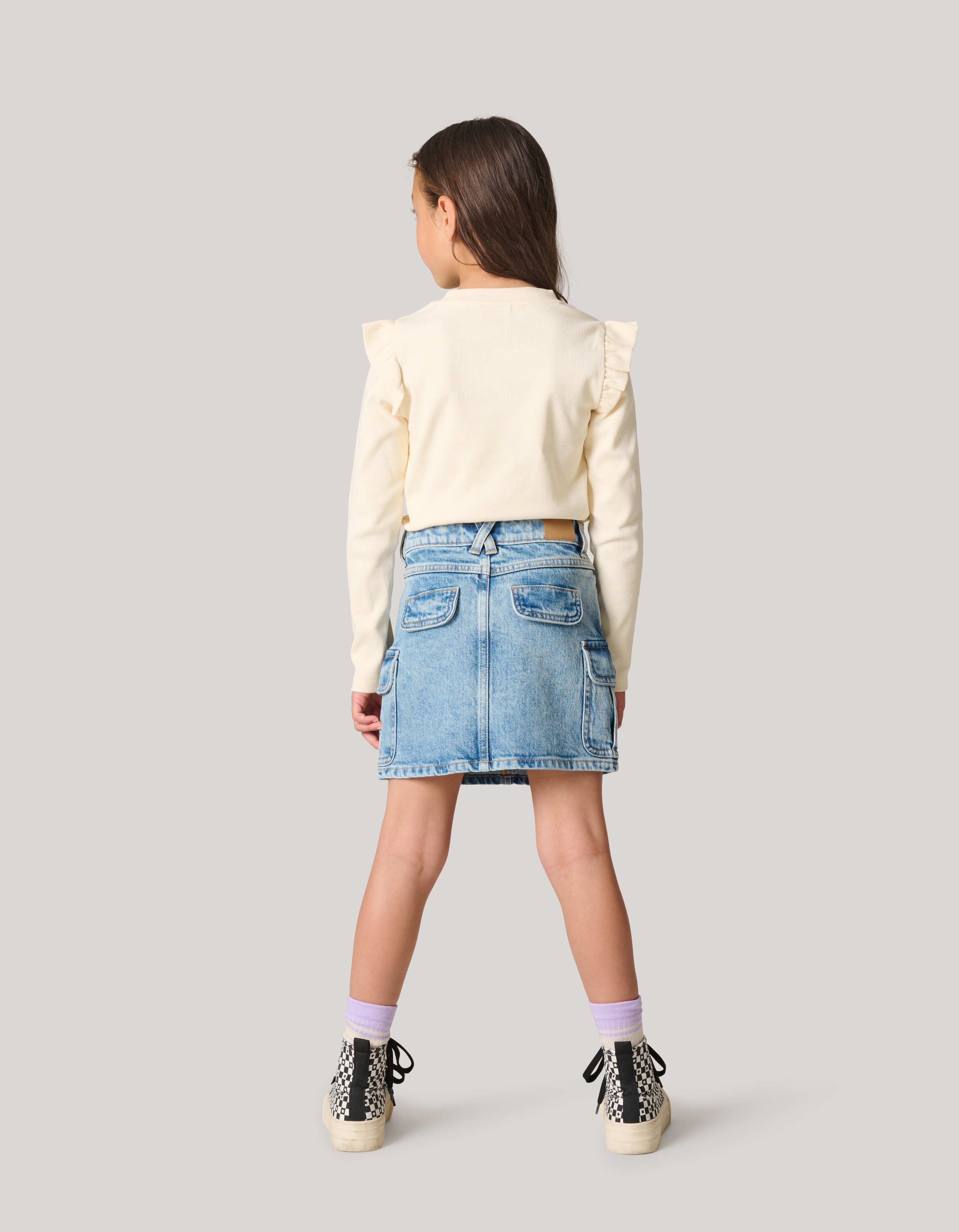 Langärmeliges Top mit Rippenstruktur Off White SHOEBY GIRLS
