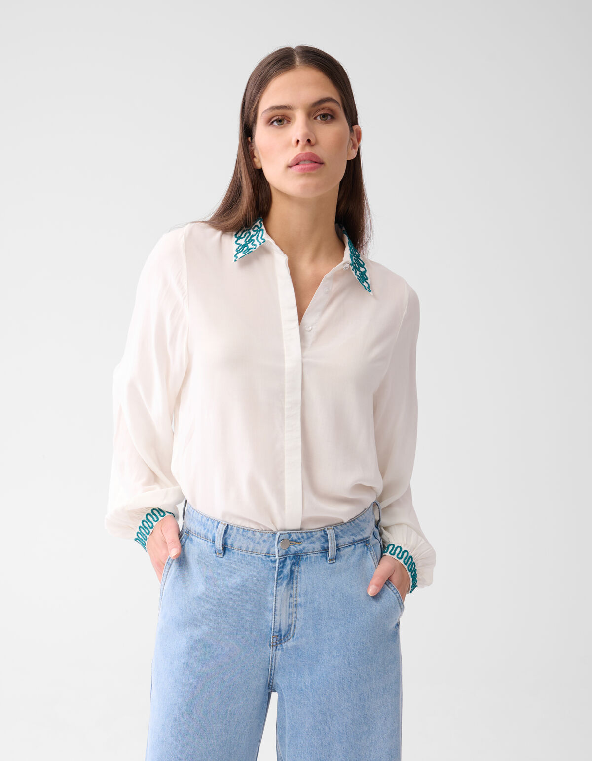 Kordel-Stickerei Bluse Offbroken White SHOEBY WOMEN