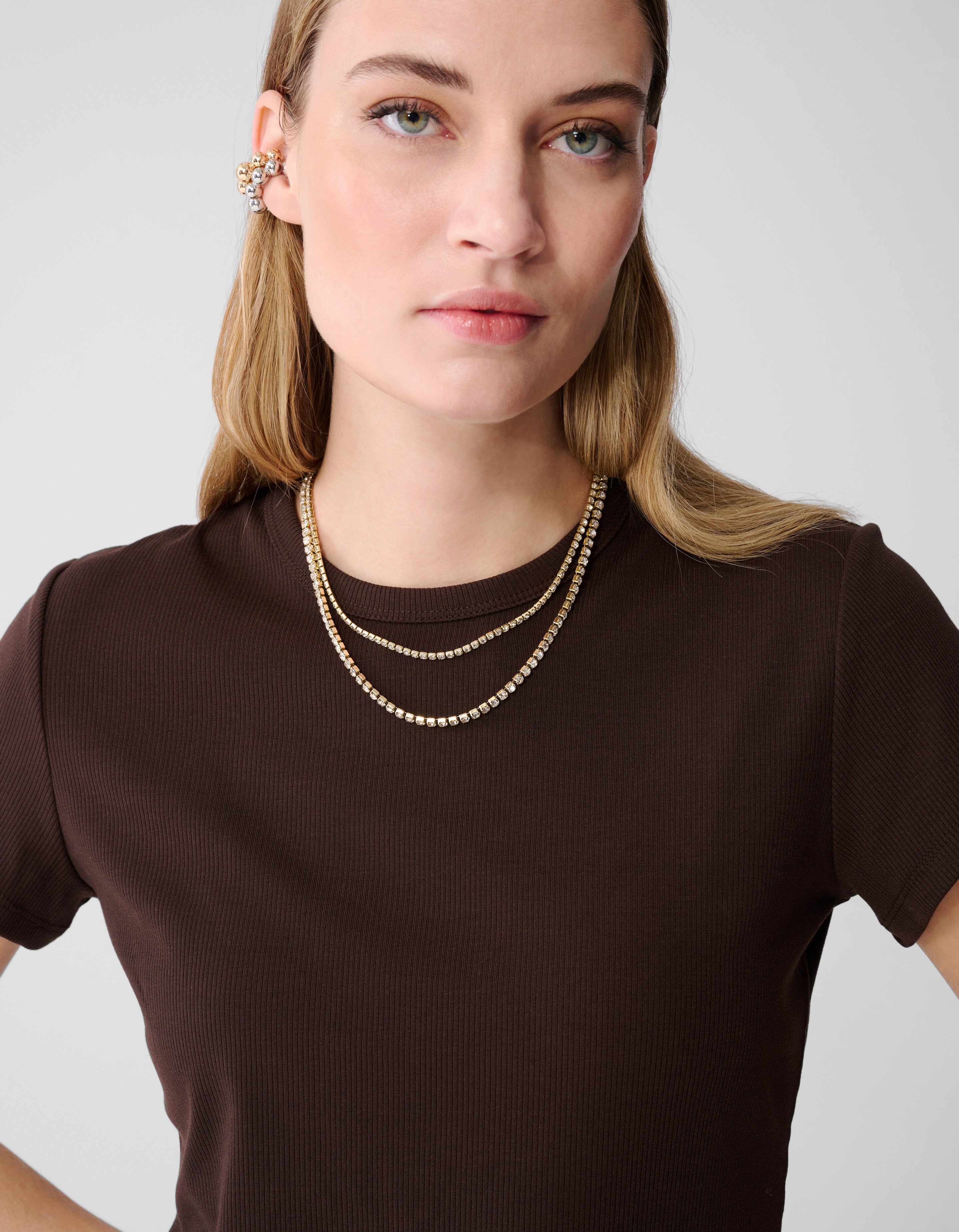 Geripptes T-Shirt Braun SHOEBY WOMEN