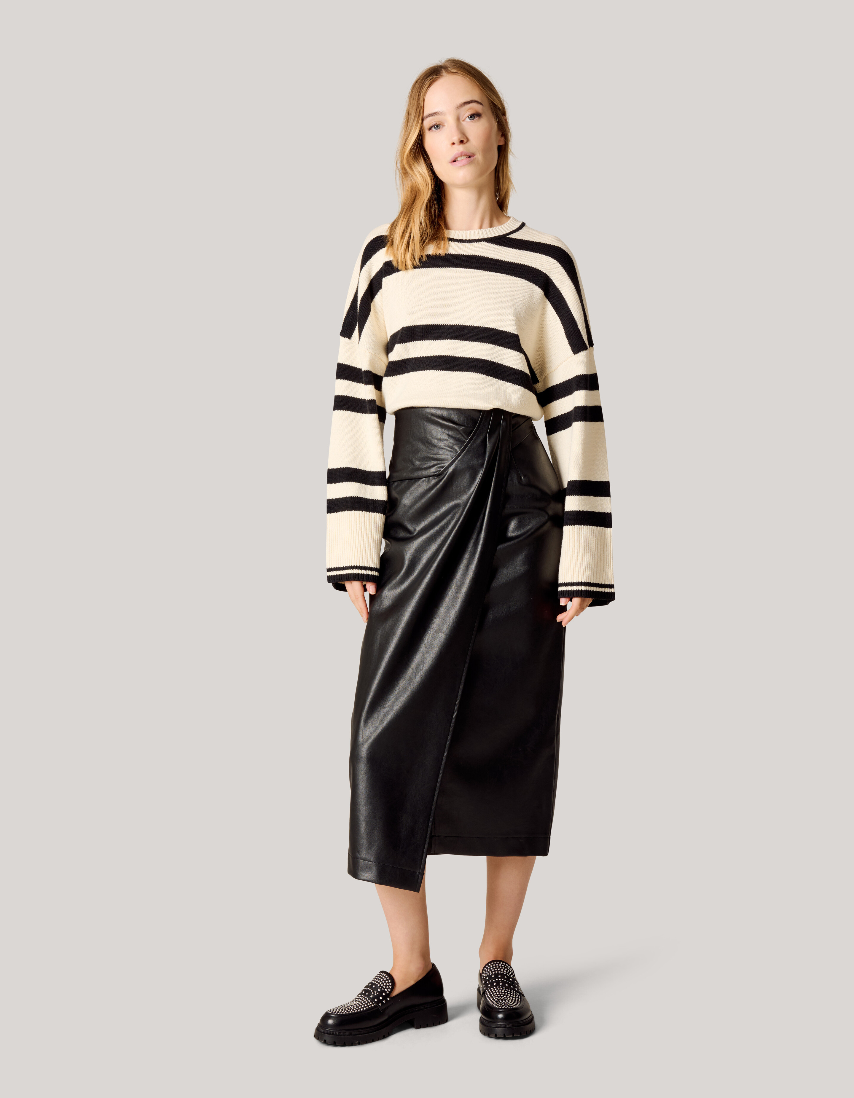 Veganer Leder Midirock Schwarz SHOEBY WOMEN