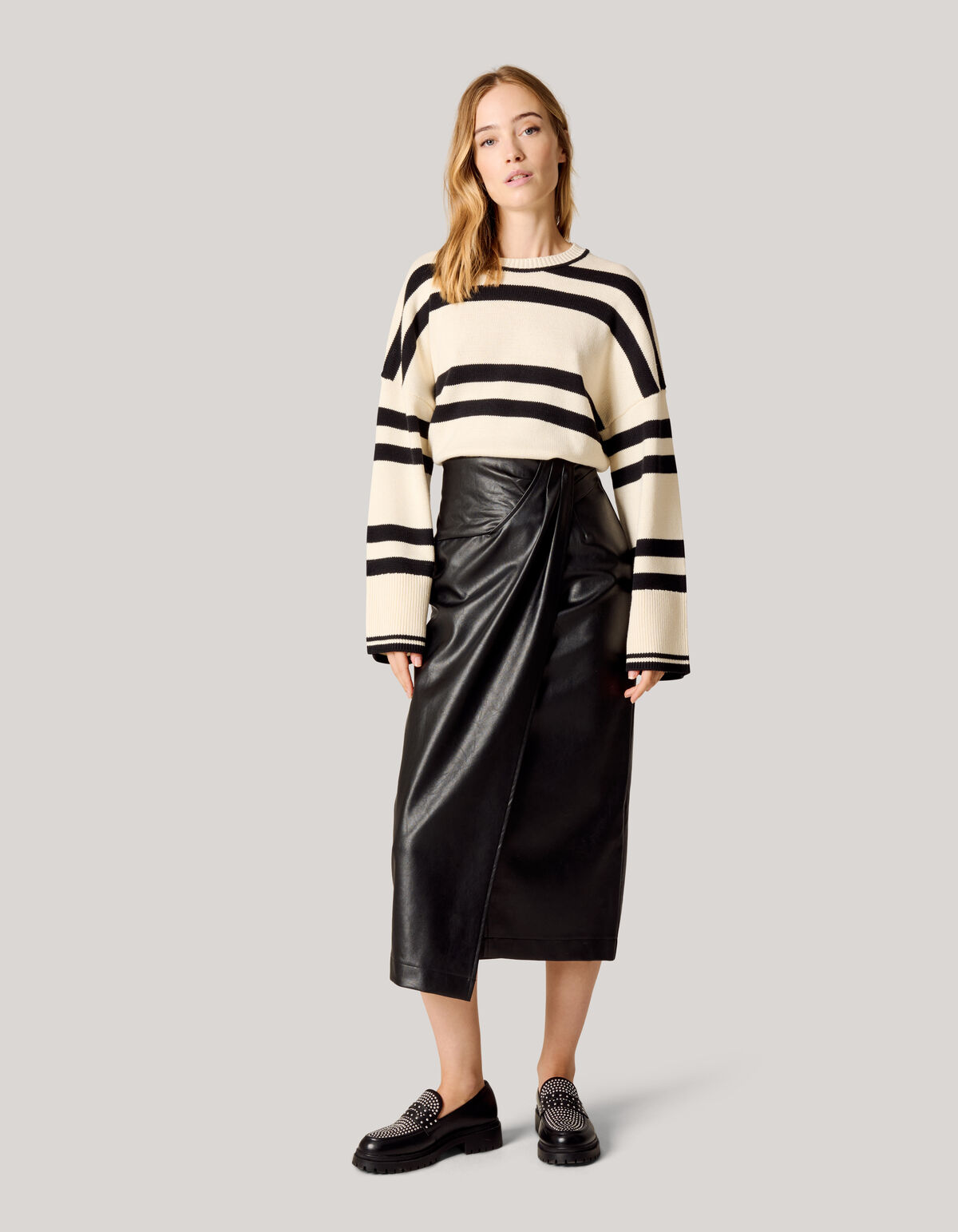 Veganer Leder Midirock Schwarz SHOEBY WOMEN