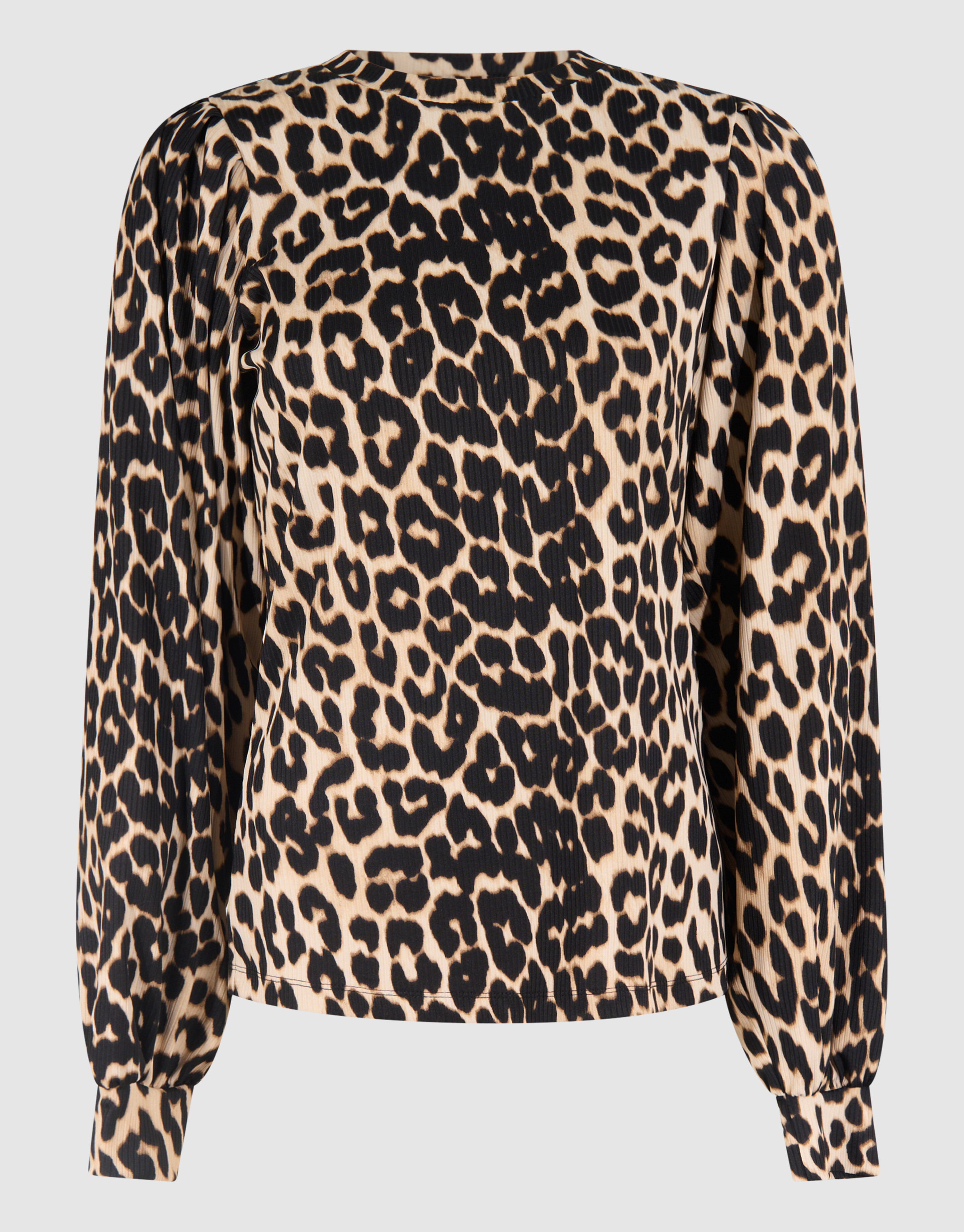 Leopardentop aus Rippenjersey Braun SHOEBY WOMEN