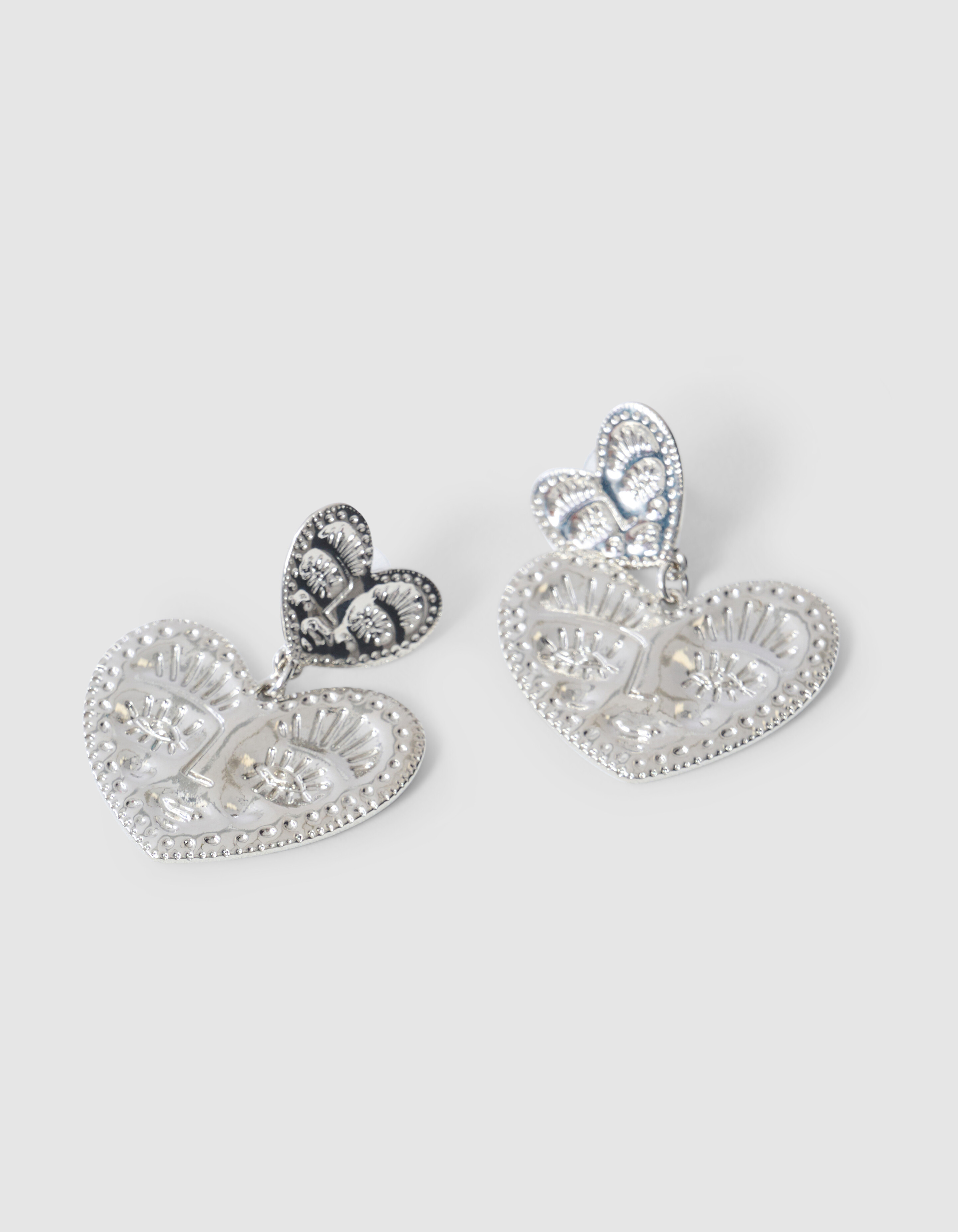 Gesicht Herz Ohrringe Silber SHOEBY ACCESSOIRES