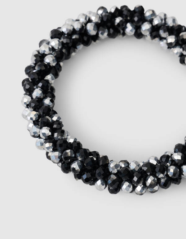 Perlenhaargummi Schwarz/Silber SHOEBY ACCESSOIRES