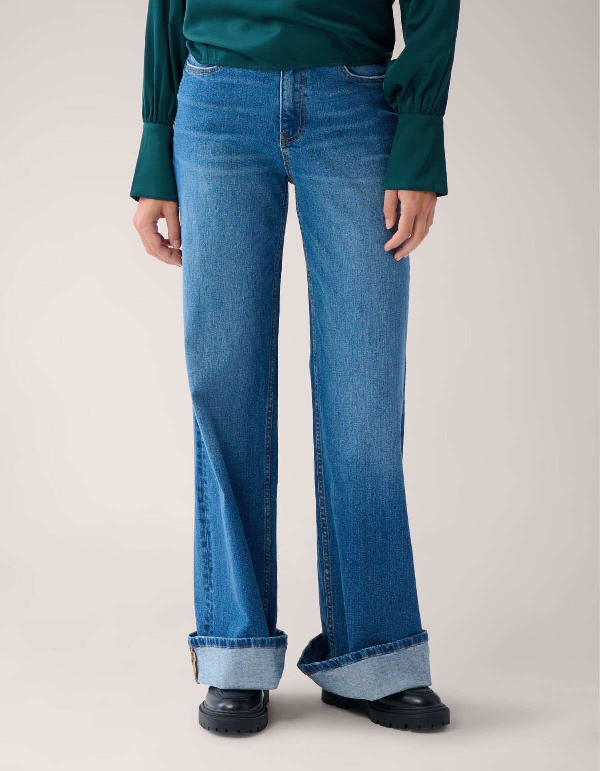 Weit geschnittene Turn Up Jeans Mediumstone von Mi SHOEBY WOMEN