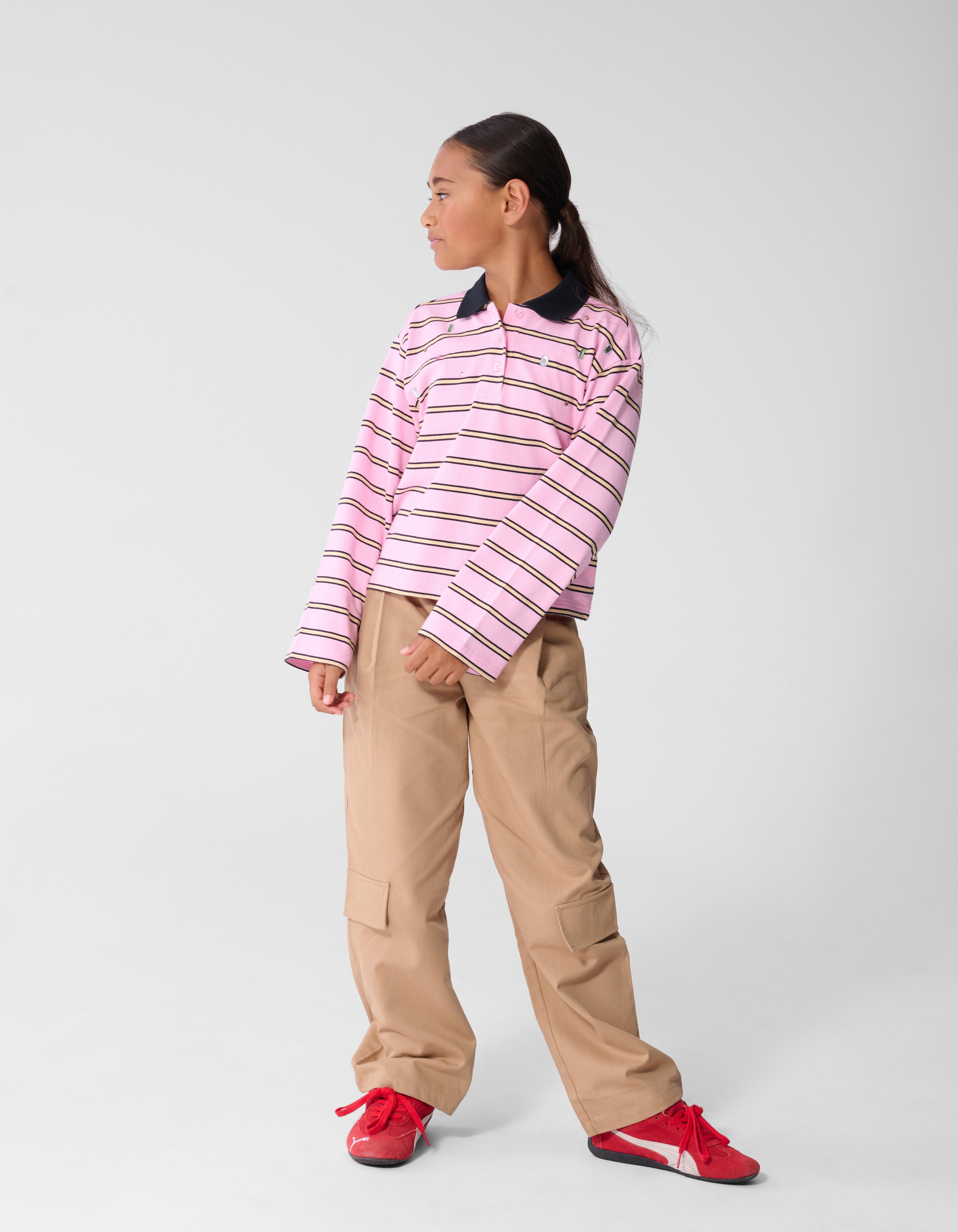 Strass-Polohemd mit langen &Auml;rmeln rosa SHOEBY GIRLS