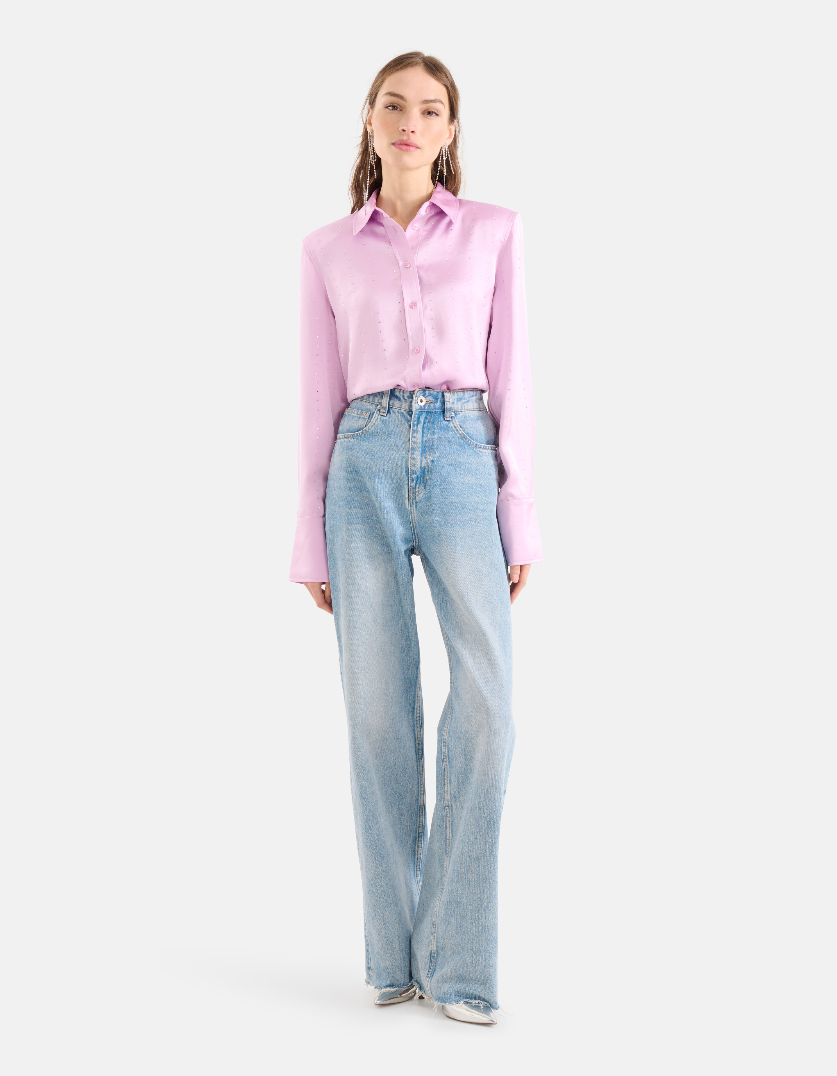 Satin Strass Bluse Hellrosa SHOEBY WOMEN