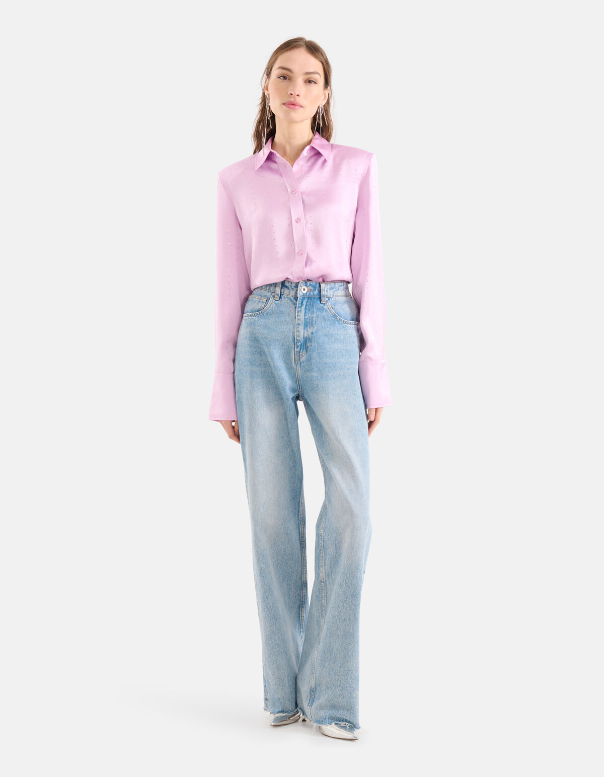 Satin Strass Bluse Hellrosa SHOEBY WOMEN
