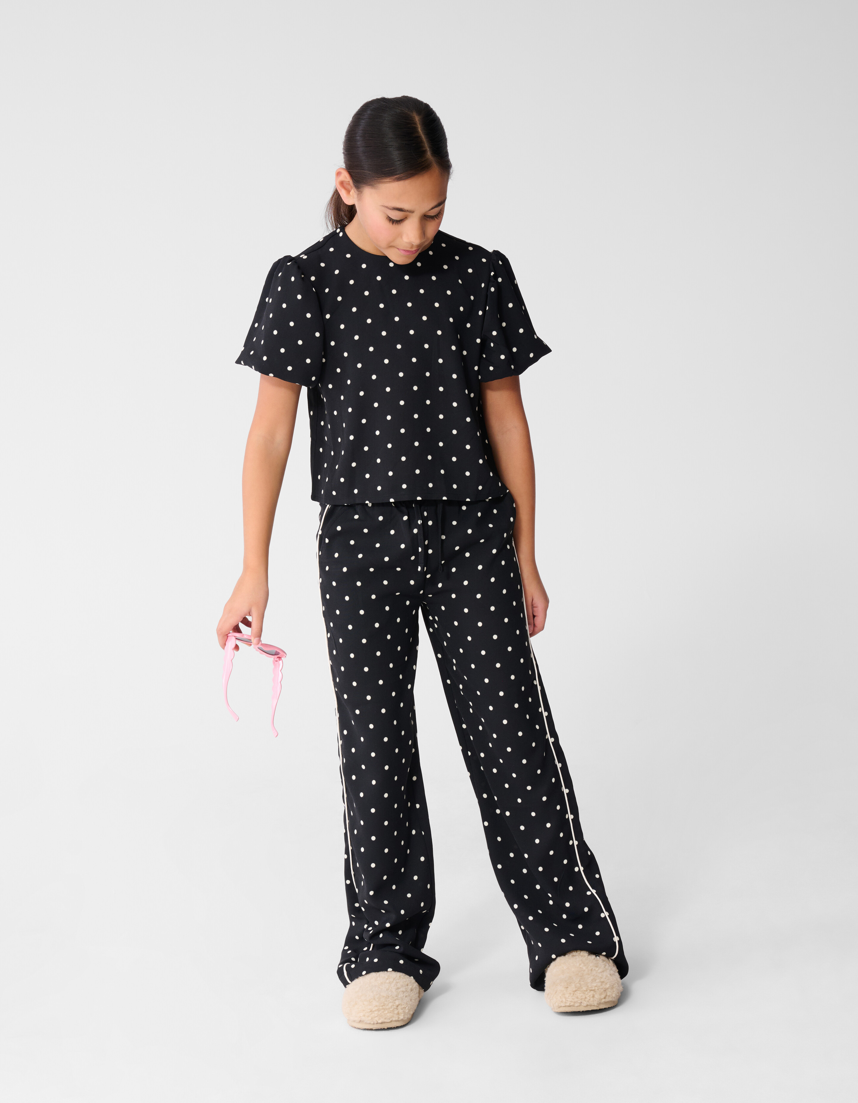 Twist Polkadot Top Schwarz SHOEBY GIRLS