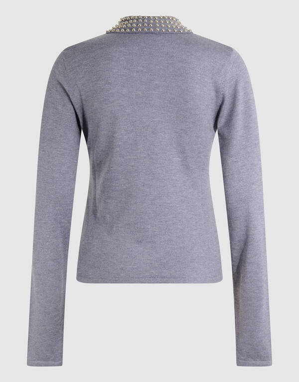 Strass-Strick-Polo Hellgrau SHOEBY WOMEN