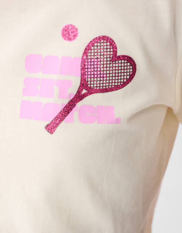 Heart Racket Artwork T-Shirt Gebrochenes Wei&szlig; SHOEBY GIRLS