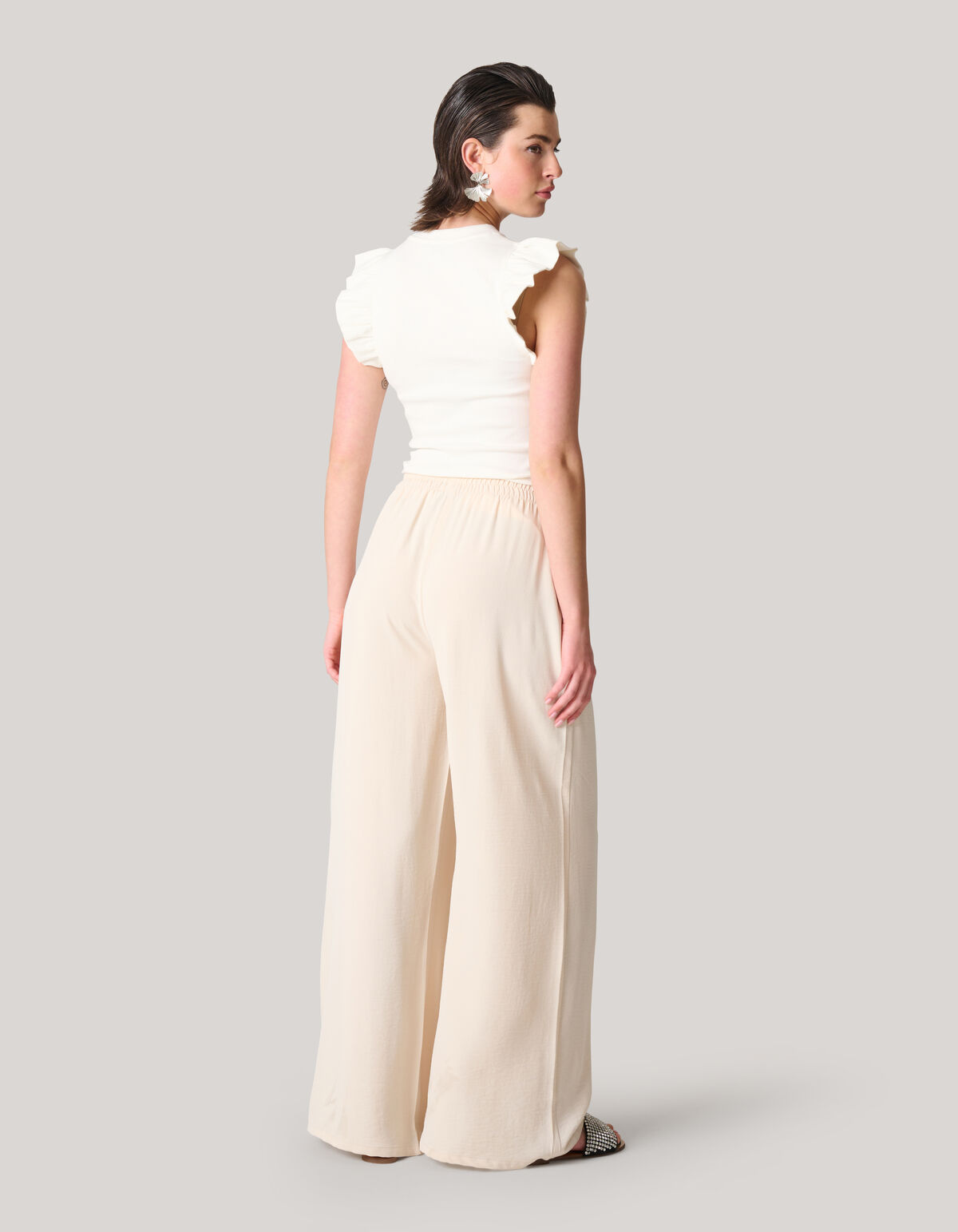 R&uuml;schen-Jersey-Top Wei&szlig; SHOEBY WOMEN