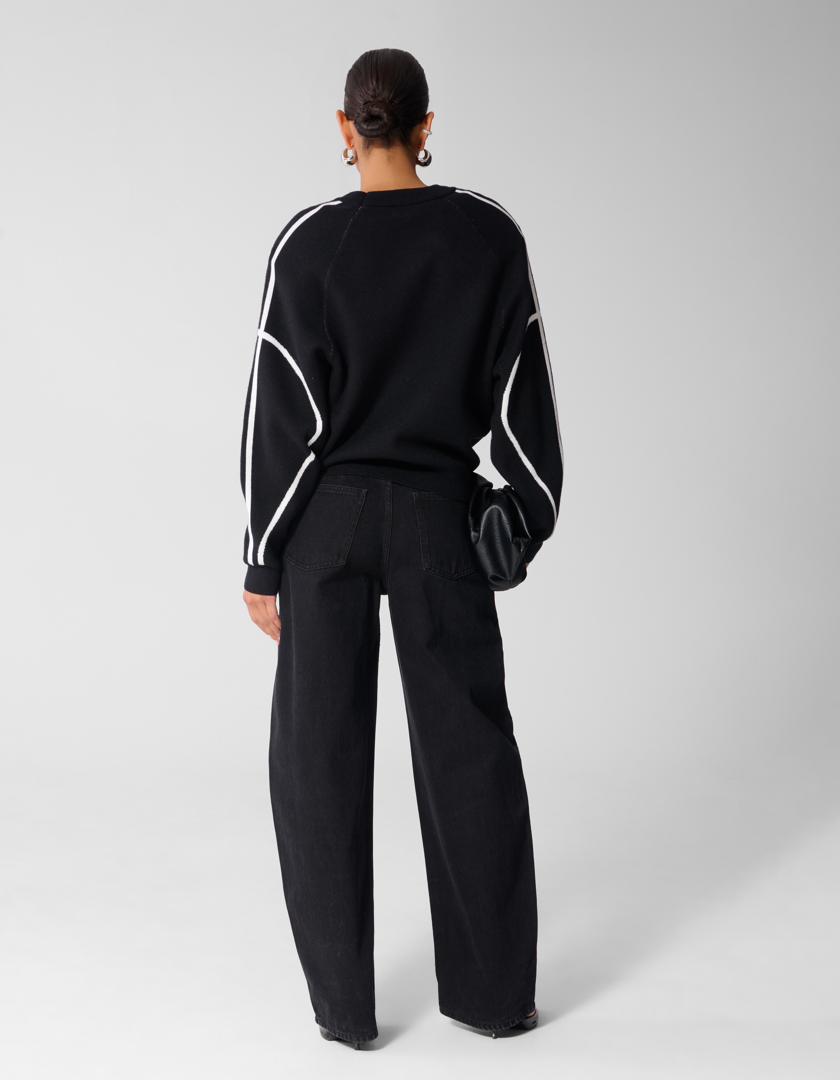 Oversized Sporty Strickpullover Schwarz SHOEBY WOMEN