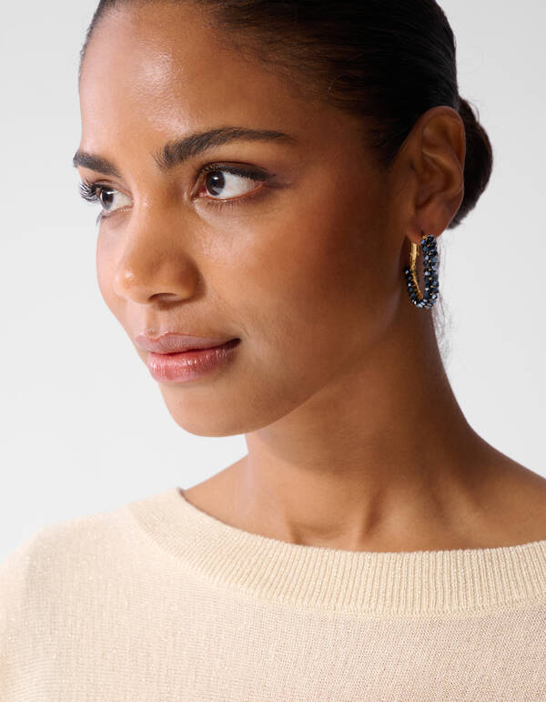 Beaded Hoop Ohrringe Blau/Gold SHOEBY ACCESSOIRES