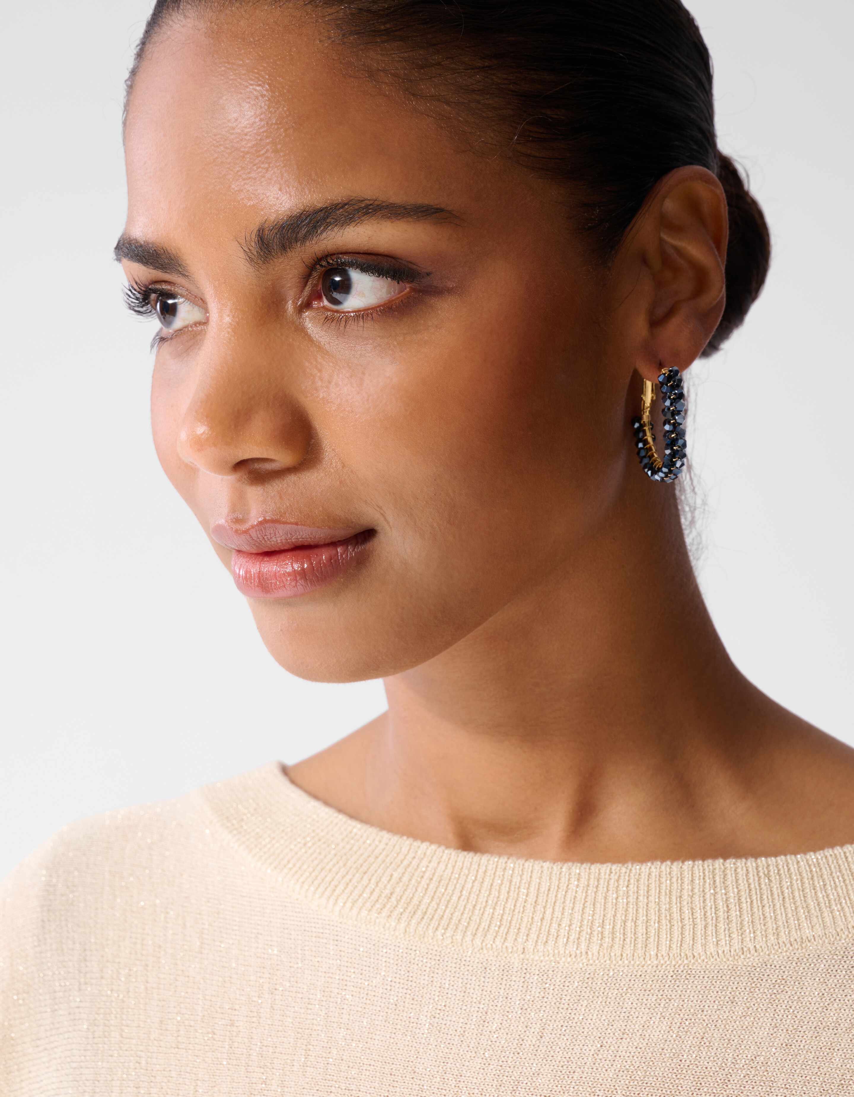 Beaded Hoop Ohrringe Blau/Gold SHOEBY ACCESSOIRES