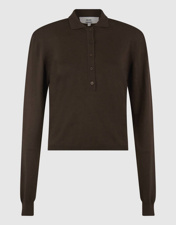 Langarm-Poloshirt Dunkelbraun von Monica SHOEBY WOMEN
