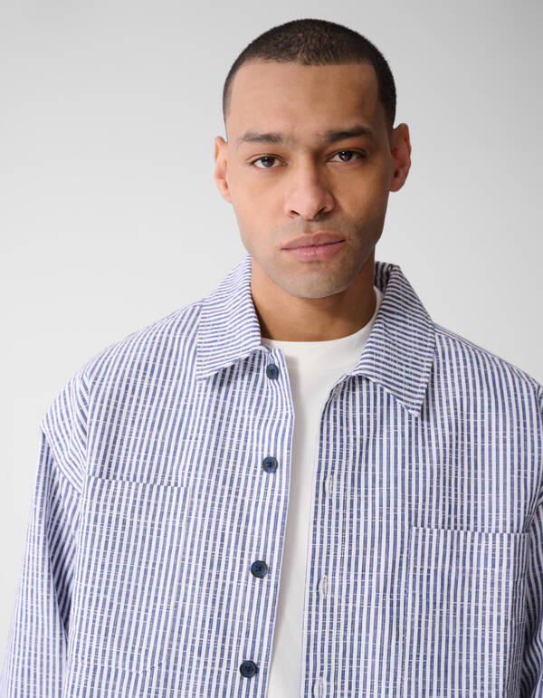 Pinstripe Overshirt Blau SHOEBY MEN