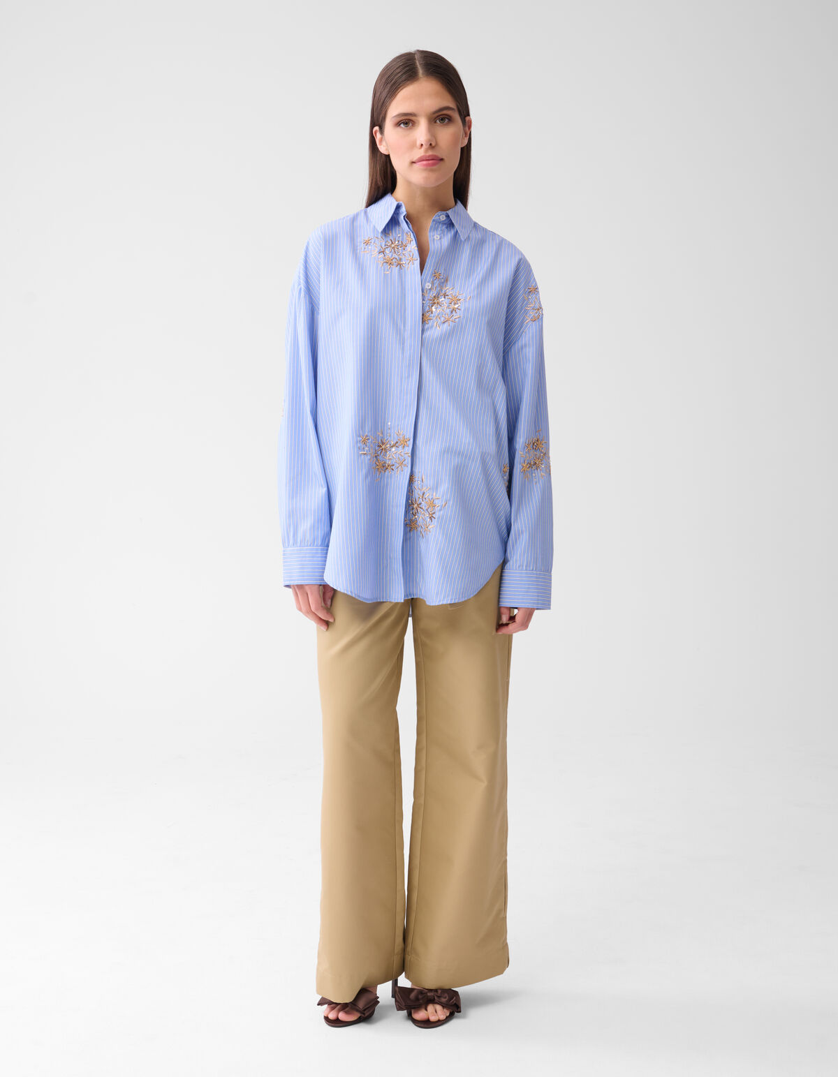Nadelstreifen-Stickerei Bluse Blau von Mieke SHOEBY WOMEN