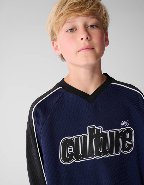Oversized Sporty Longsleeve T-shirt Donkerblauw SHOEBY BOYS