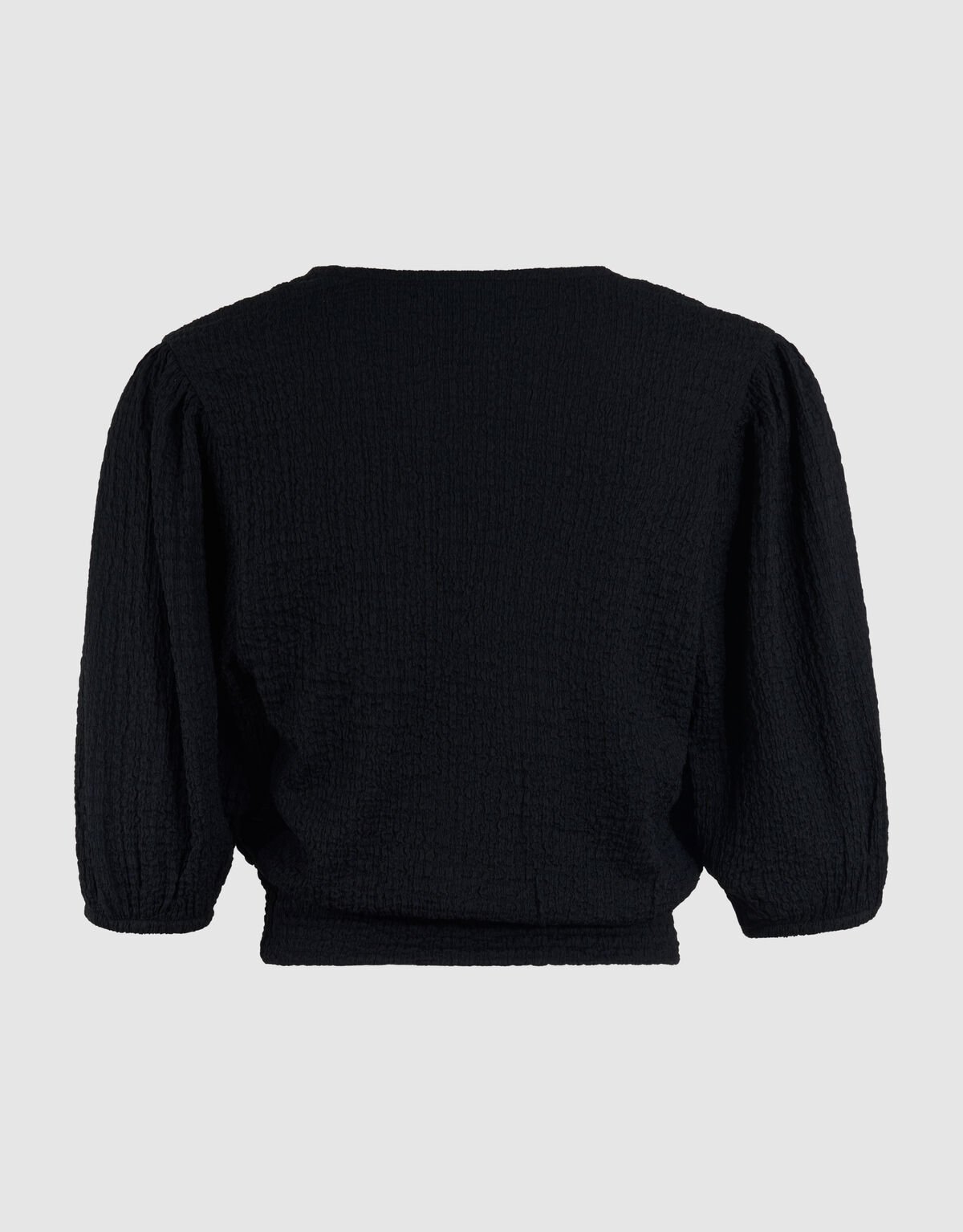 Ger&uuml;schtes V-Ausschnitt Top Schwarz SHOEBY WOMEN