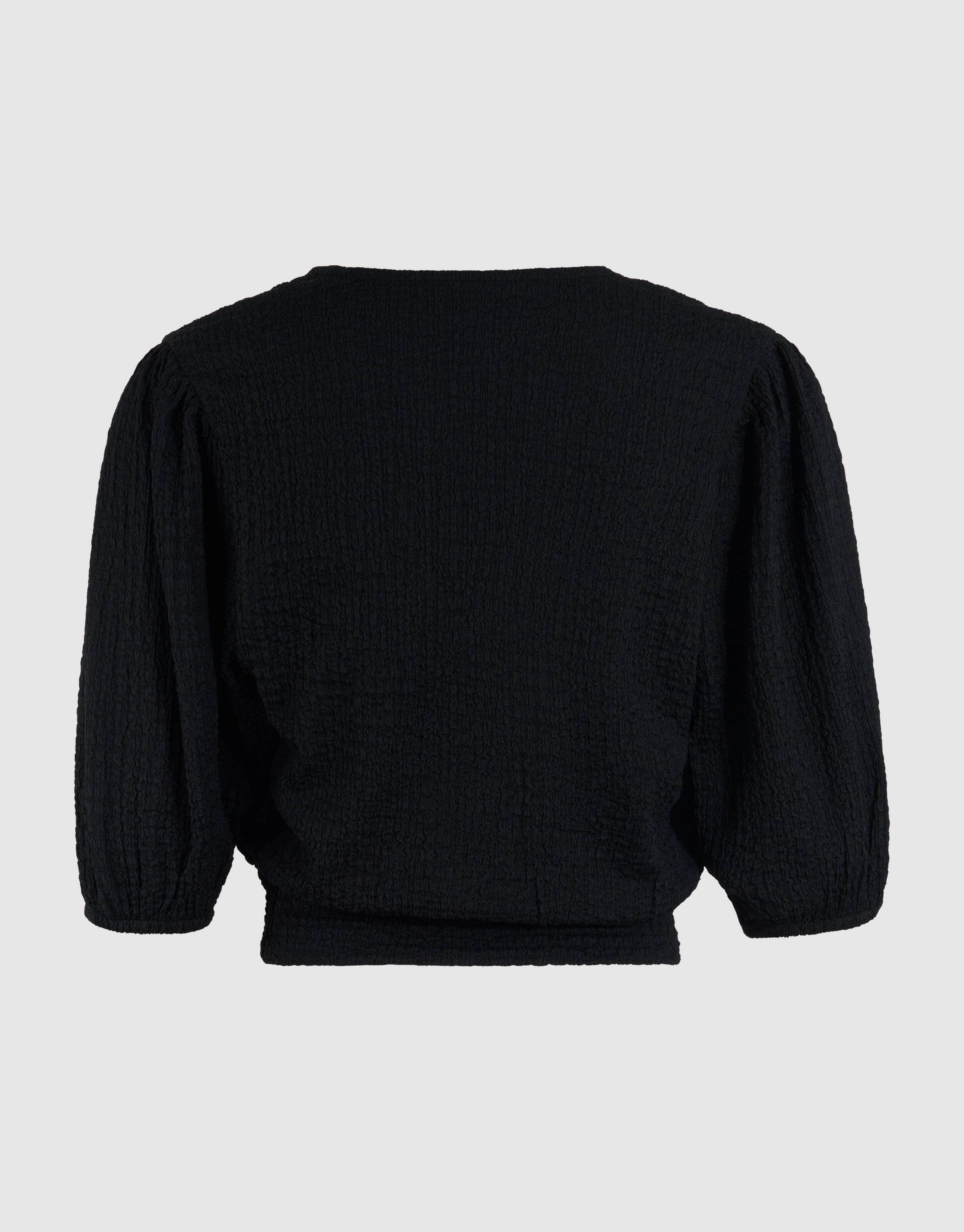 Ger&uuml;schtes V-Ausschnitt Top Schwarz SHOEBY WOMEN