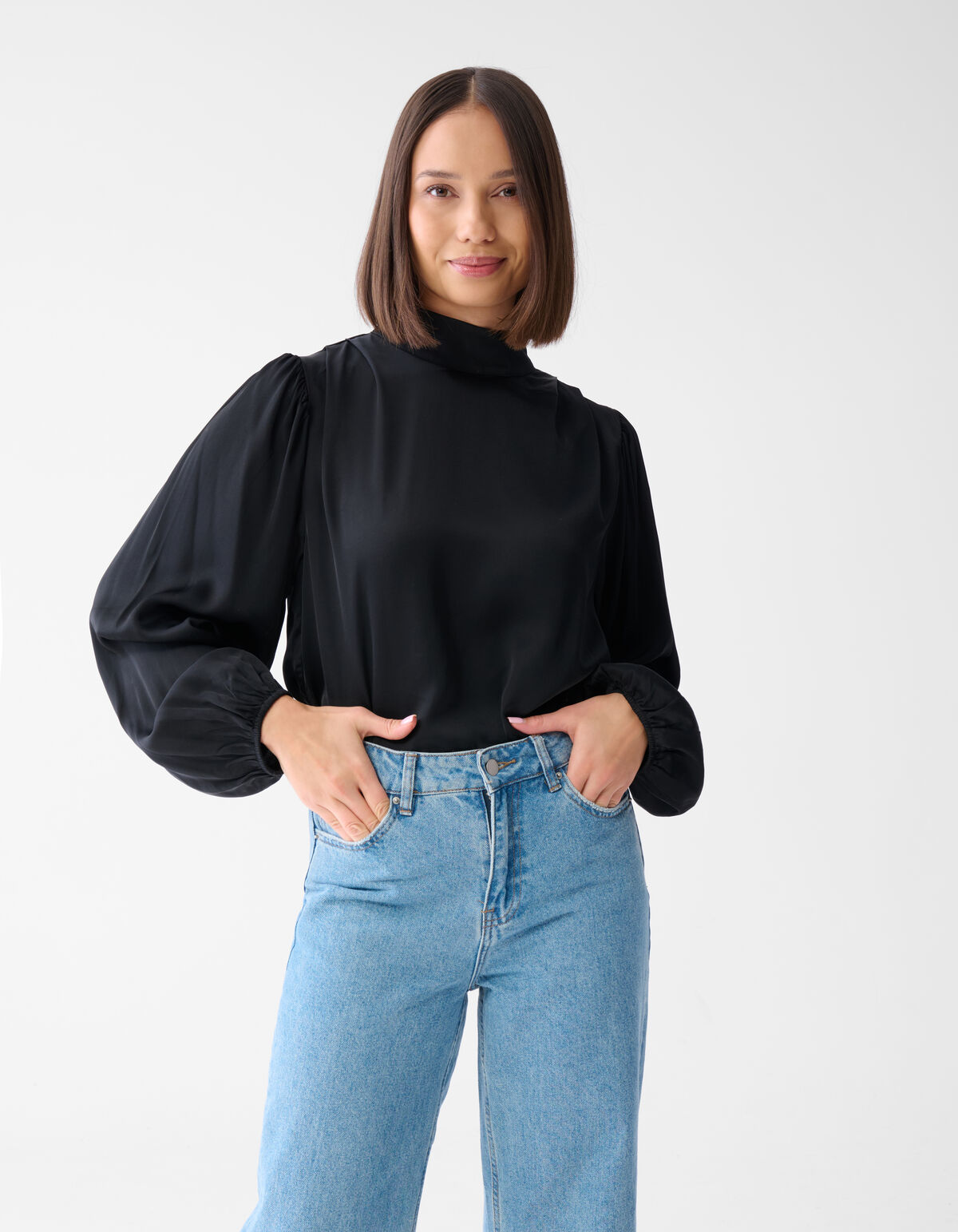 Satinbluse Schwarz SHOEBY WOMEN