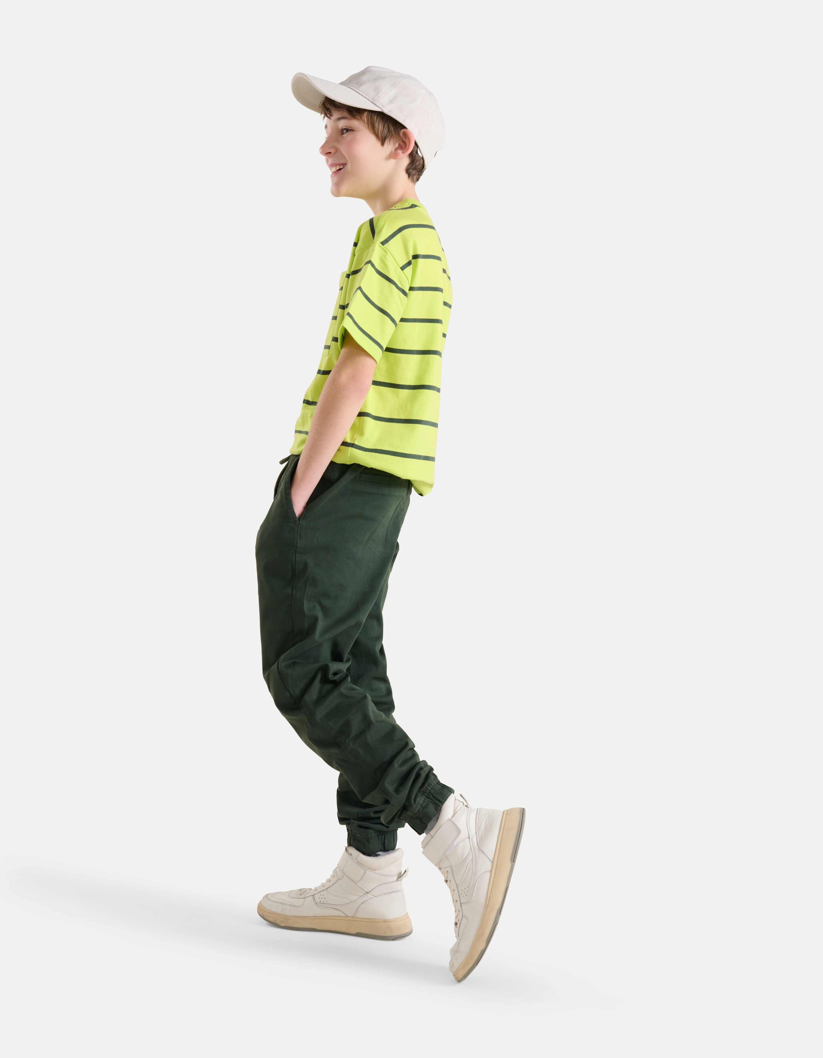 Gestreiftes T-Shirt Lime Green SHOEBY BOYS