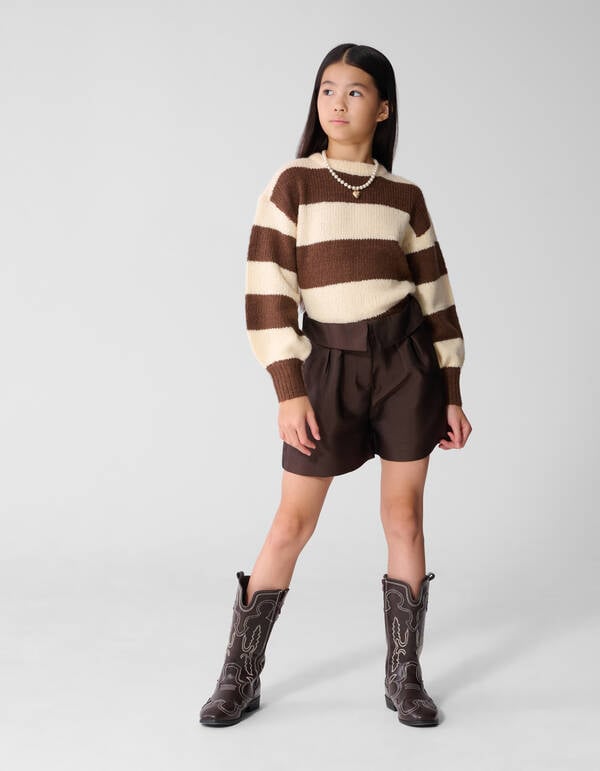 Gestreifte Strickpullover Braun/Ecru SHOEBY GIRLS
