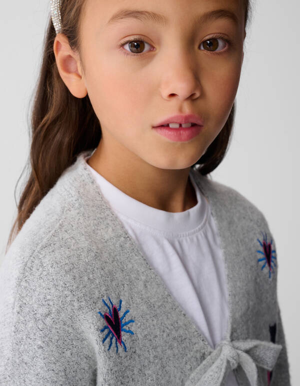 Gestickte Strickweste Grau SHOEBY GIRLS