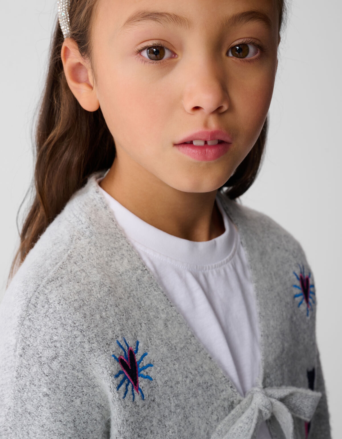 Gestickte Strickweste Grau SHOEBY GIRLS