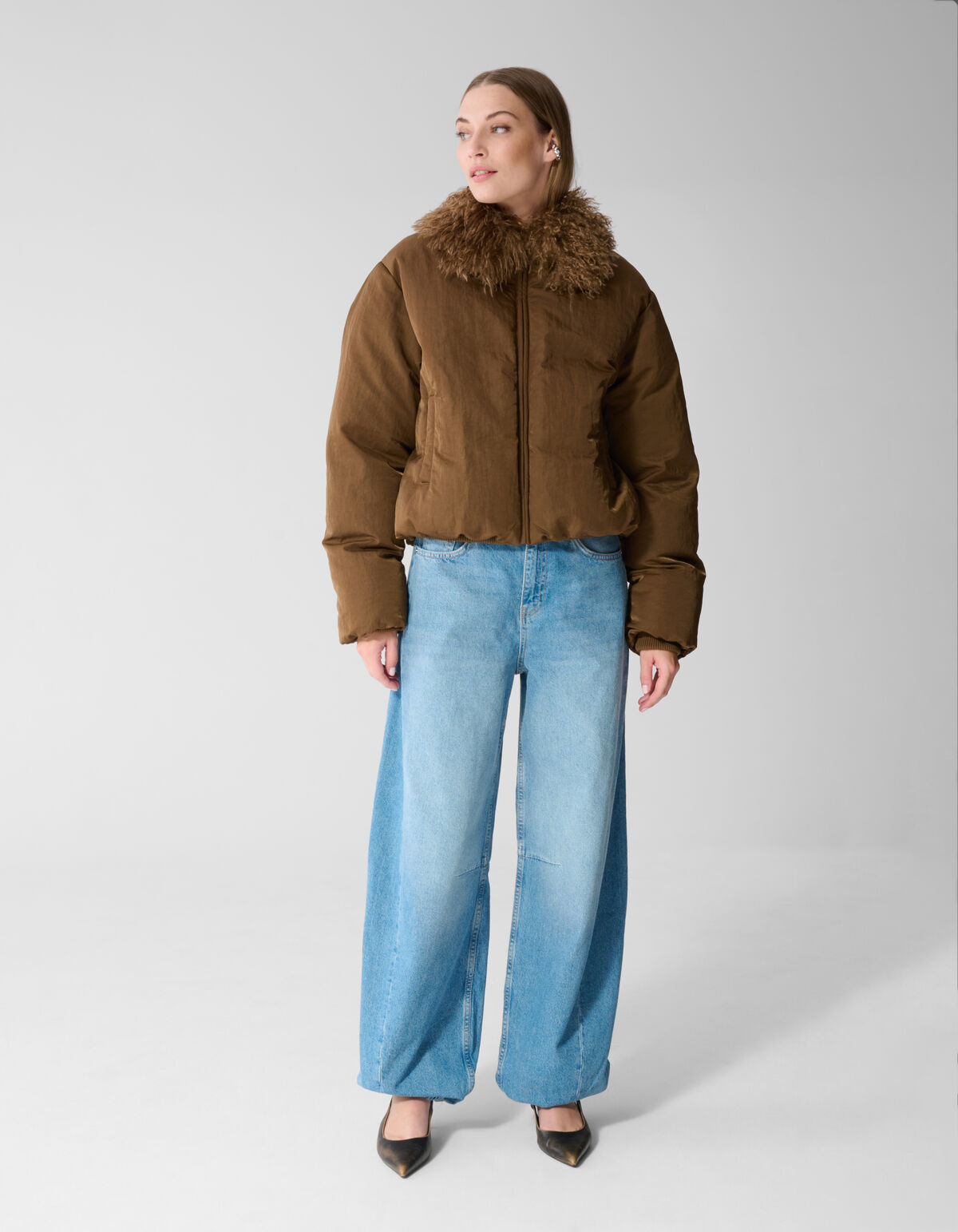 BomberjFluffy Collar Bomberjacke Braun SHOEBY WOMEN