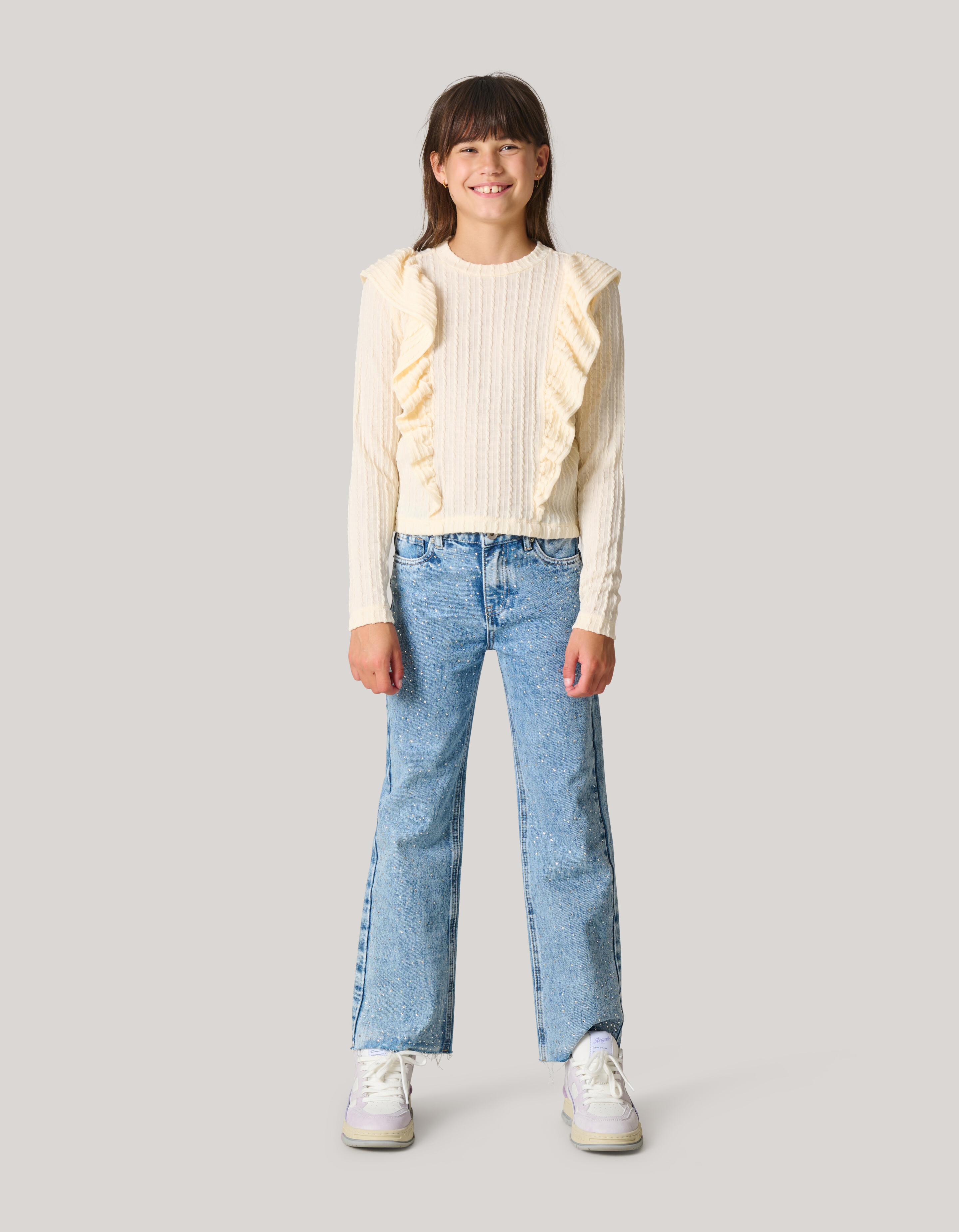 Kabel-Rüschen-Top Off White SHOEBY GIRLS