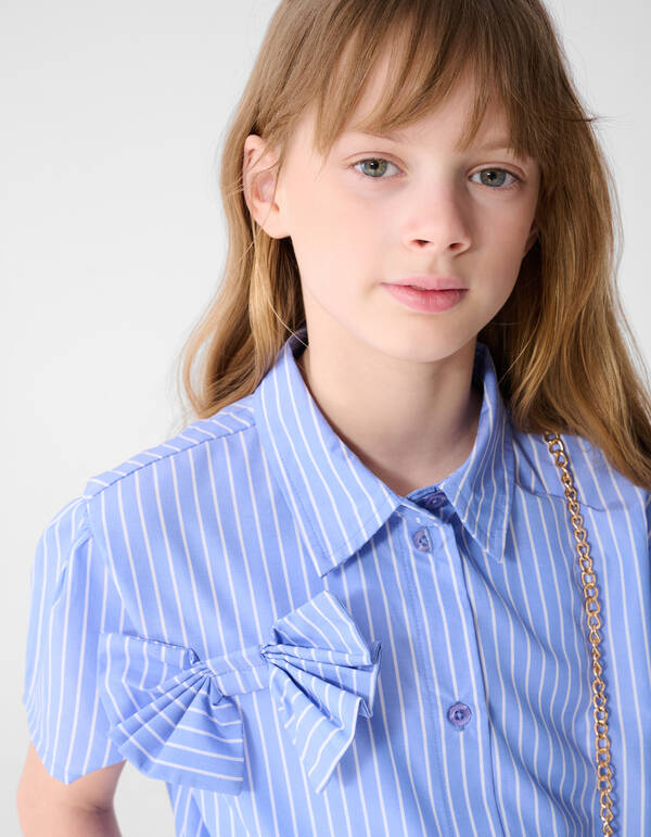 Strik Pinstripe Bluse Hellblau SHOEBY GIRLS